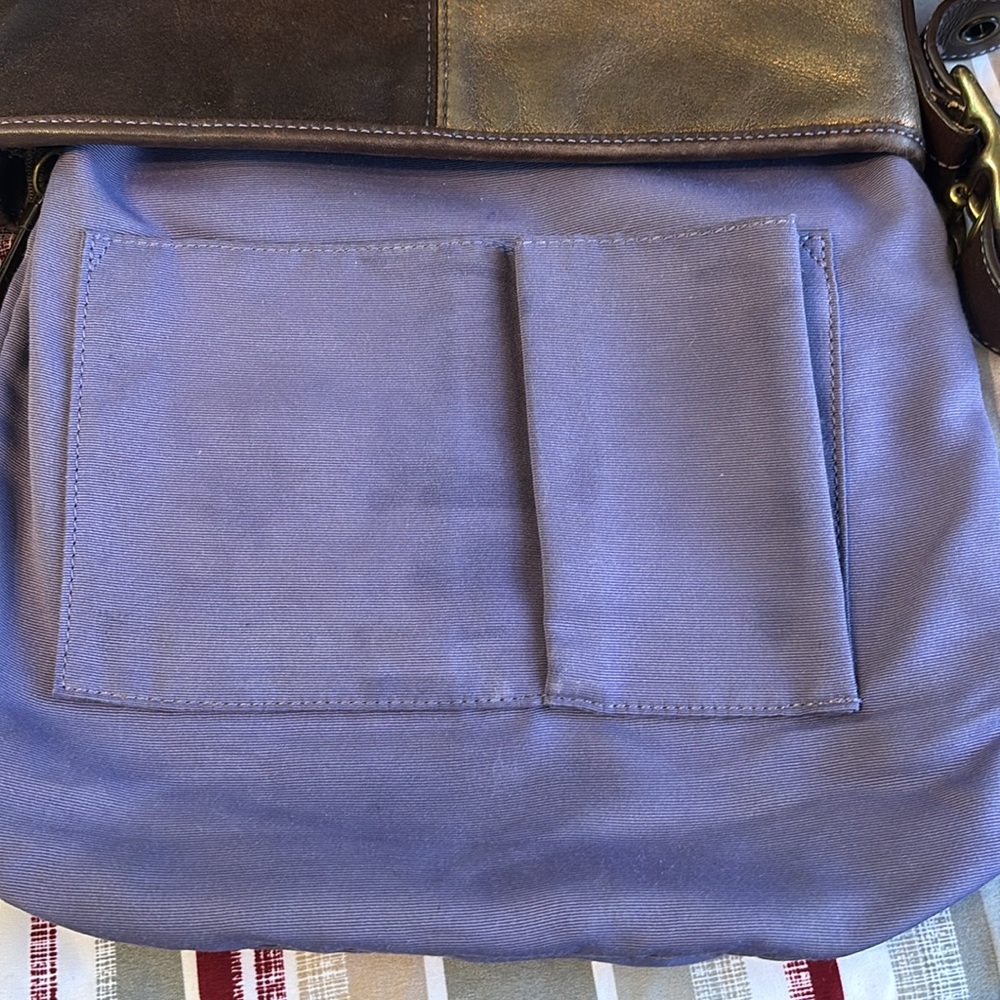 COACH Leather Suede Patchwork Brown Duffel Crossbody Bag - Picture 12 of 16